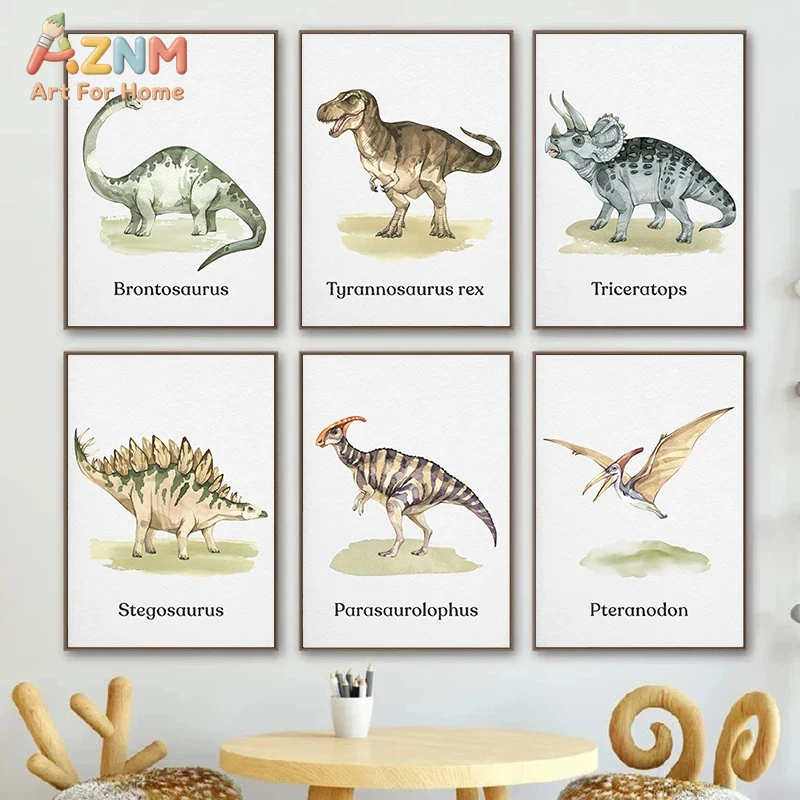 AZNM Watercolor Dinosaur Canva - Kids Education Name 评论和价格